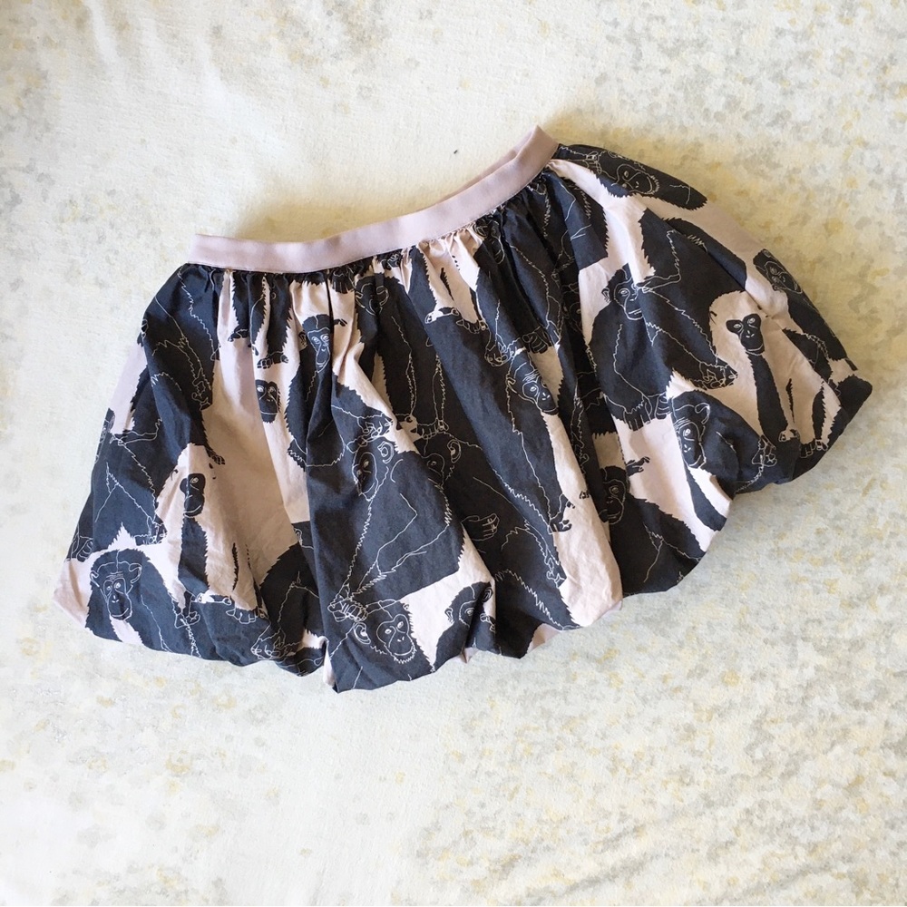 Cos Girls Size 2-4 Chimpanzee Monkey Print Bubble Mini Skirt Pink Gray